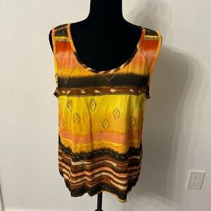 Orange Sunset Russell Scott Signature Geometric Striped Sleeveless Blouse 12